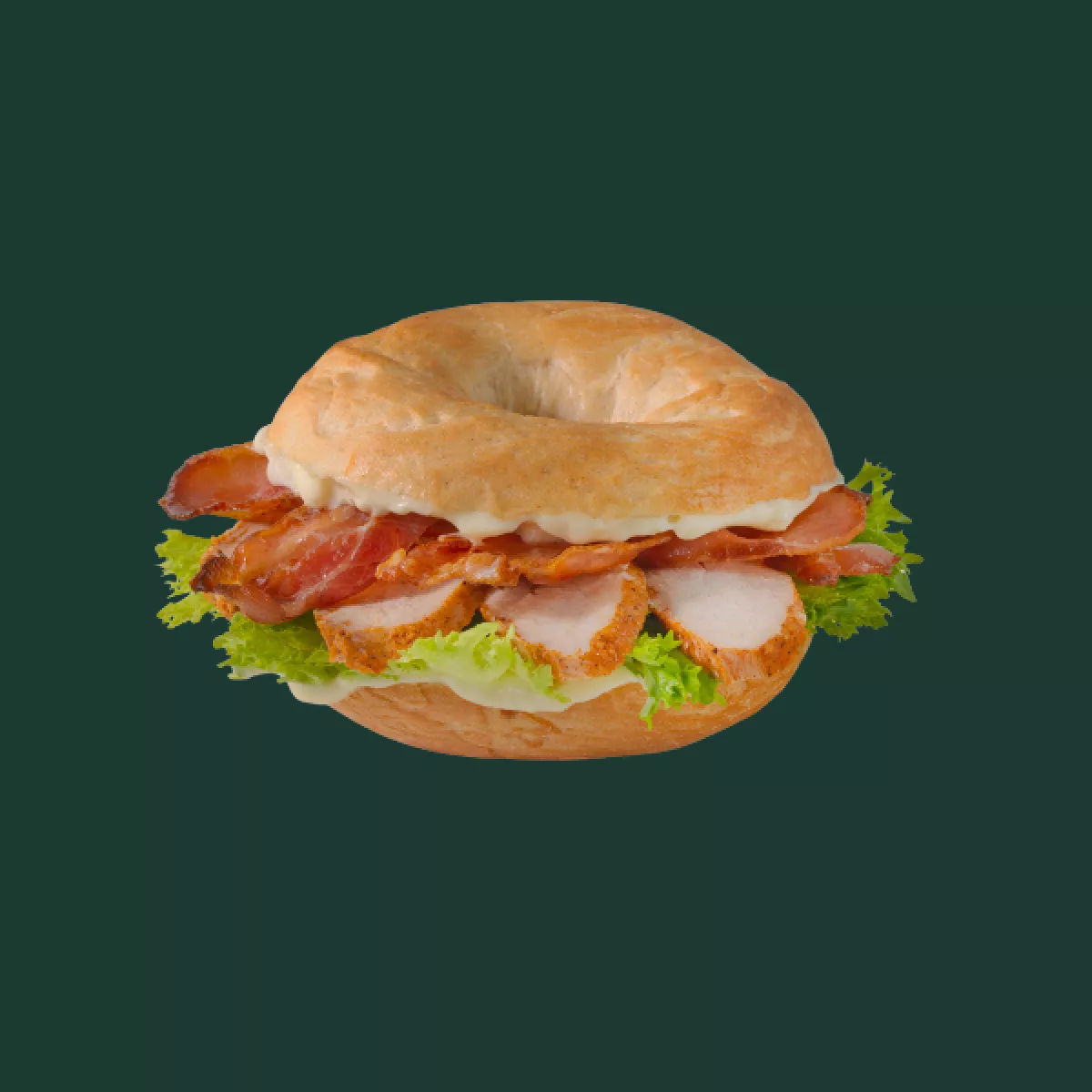 Bagel med kylling, bacon &amp; og aioli